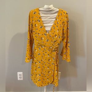 Yellow floral mini dress